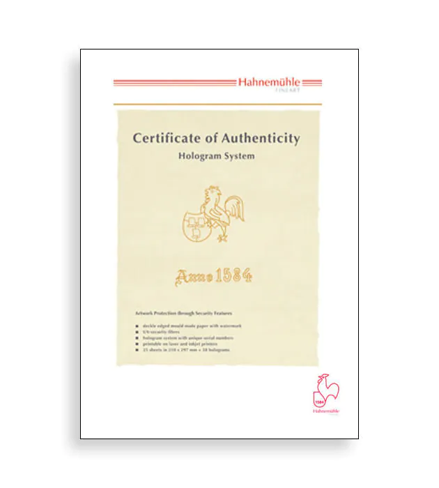 Hahnemühle Certificate of Authenticity A4 -25 - Fotospeed