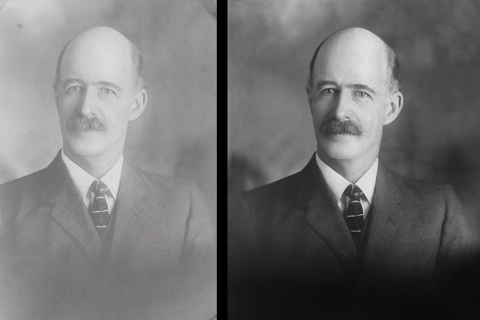 Side by side comparison of a preserved vs faded photo over time.